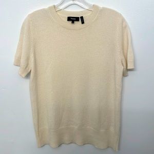 Theory cashmere short sleeve sweater M in ivory